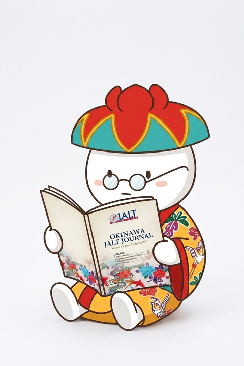 Nene reading the Okinawa JALT Journal