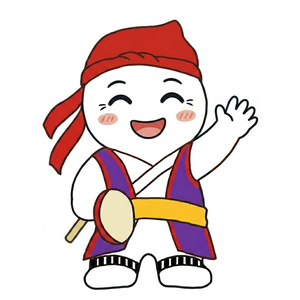 Okinawa JALT mascot Nene waving in congratulations
